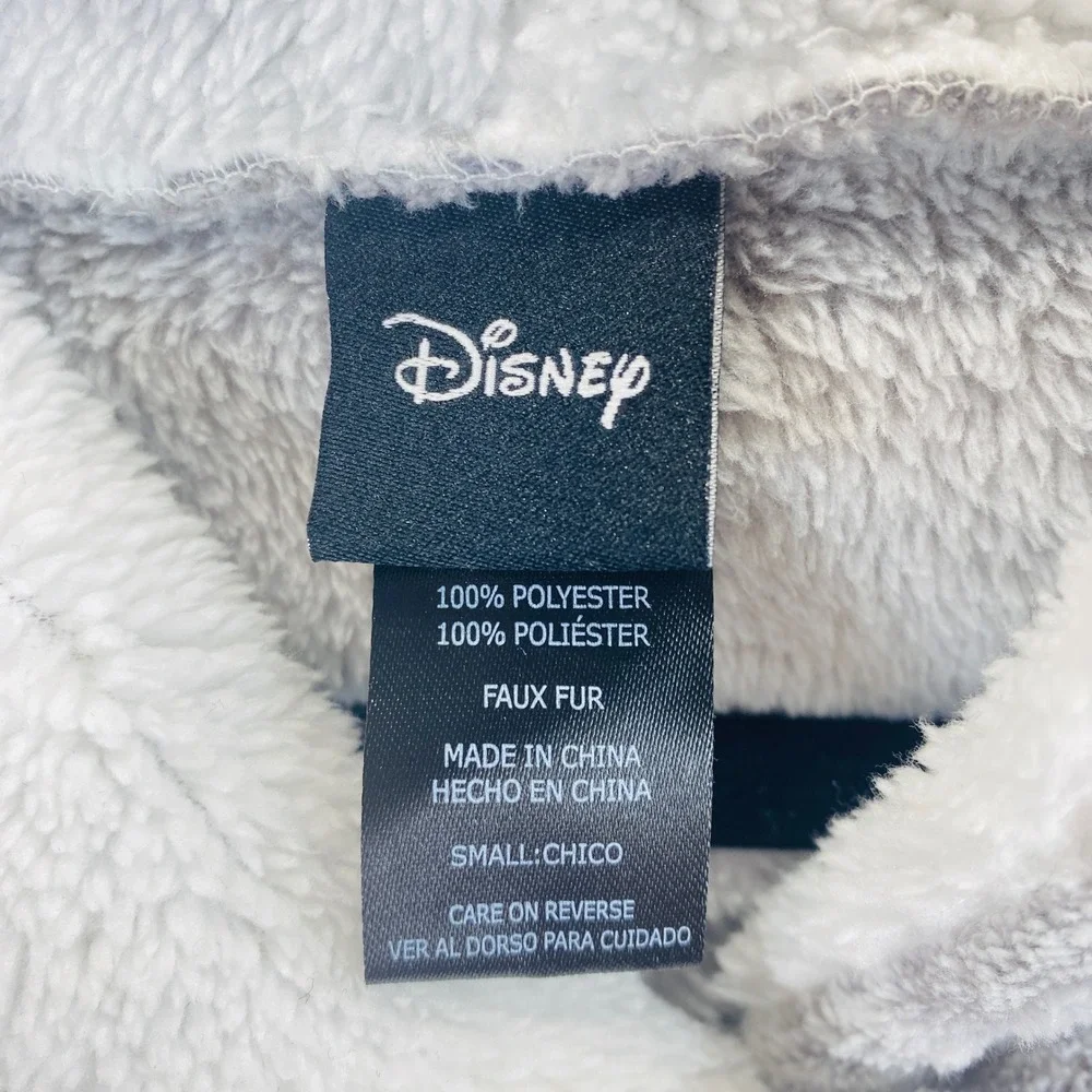 Disney‎ Mickey Mouse Embossed Gray Faux Fur Hoodie Size Small Loungewear Plush